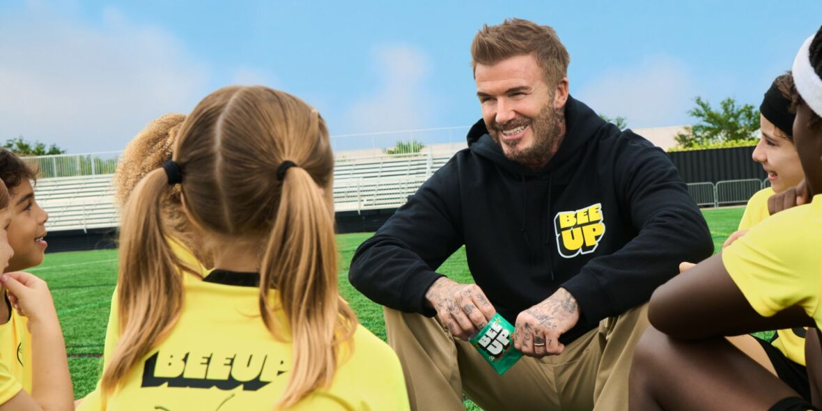 David Beckham BEEUP snacks campaign
