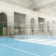 A rendering of the Ballers Philadelphia padel court.