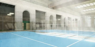 A rendering of the Ballers Philadelphia padel court.