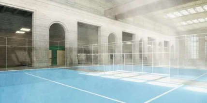 A rendering of the Ballers Philadelphia padel court.