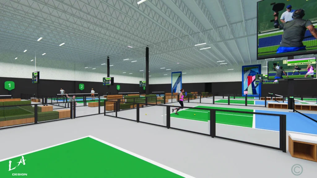 A rendering of a court at the upcoming Boca Paddle.