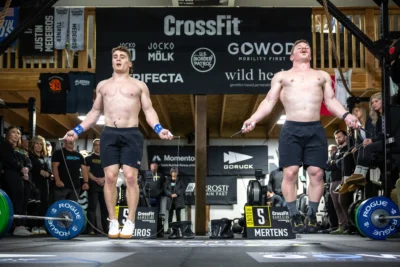 men jump rope at the CrossFit Games