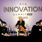 Anne Mahlum and other panelists on stage at the ATN Innovation Summit