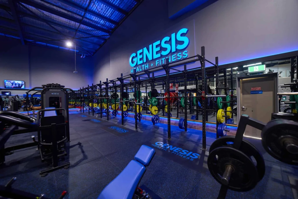 The interior of a Genesis Health + Fitness club.