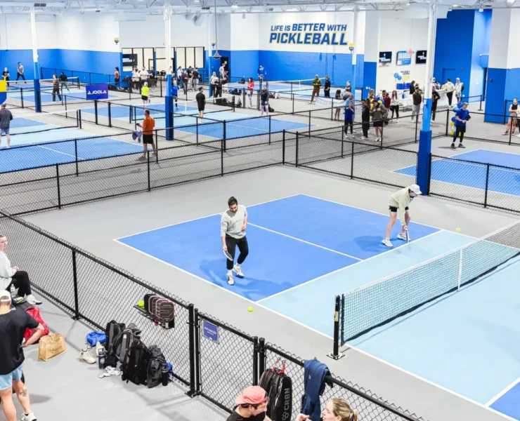Interior image of Pickleball Kingdom and its pickleball courts.