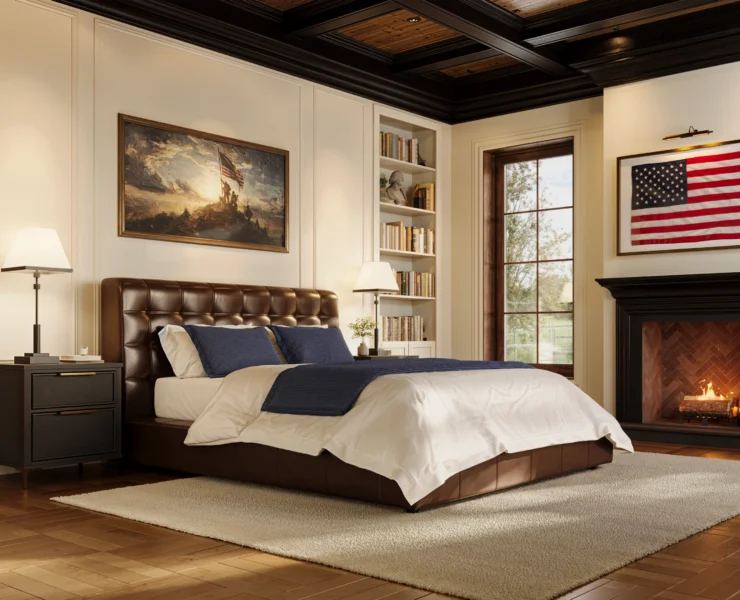 A bed room with a Saatva smart bed.