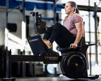 Woman using Concept2 StrengthErg
