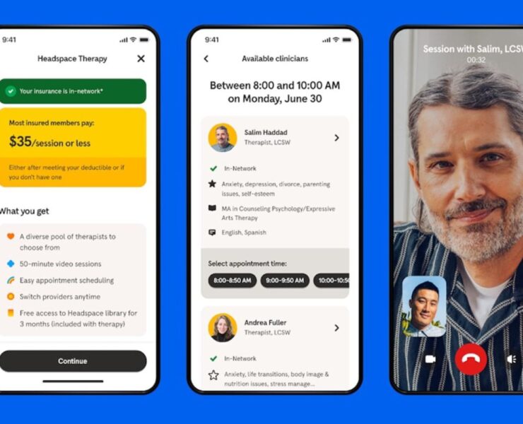 screenshot of Headspace's therapy platform