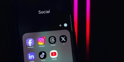 A phone with social media apps.