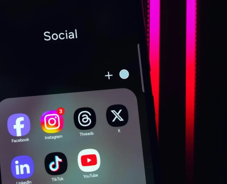 A phone with social media apps.