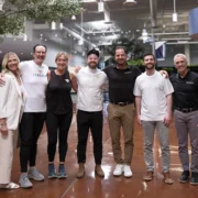 Alex and Greg Baker with the Conquer Padel team at their Tempe, AZ offices.