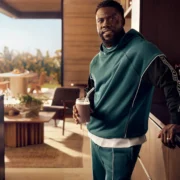 Kevin Hart in kitchen wearing Fabletics gear