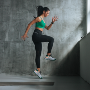 Woman jumping at the gym
