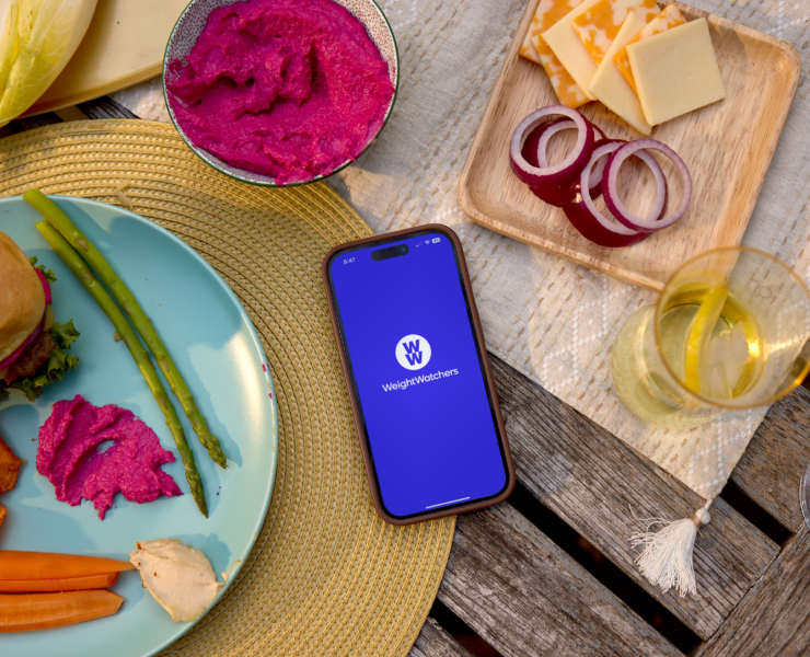 WeightWatchers app among food.