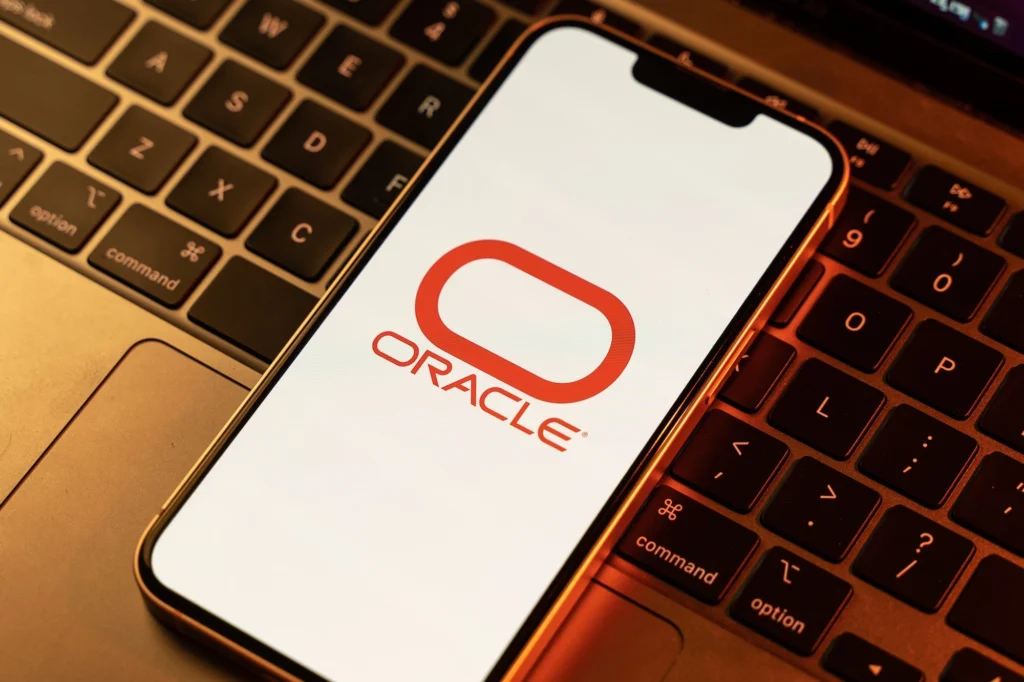smart phone with an Oracle logo