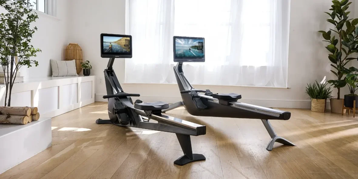 Two Hyrdow rowers in a living room