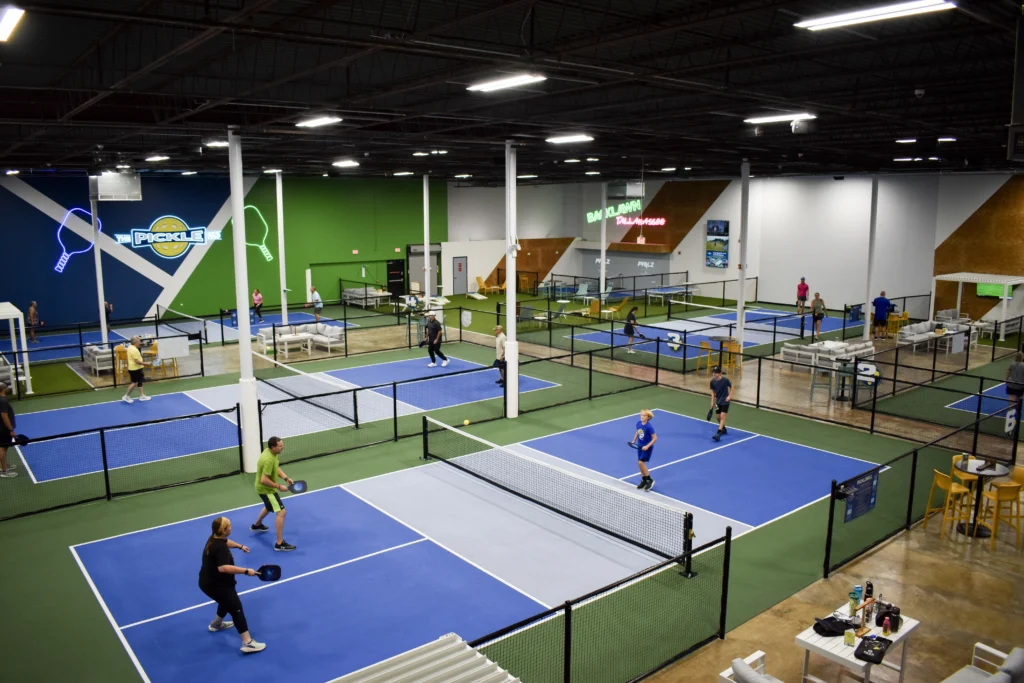 interior pickleball courts at The Pickle Pad