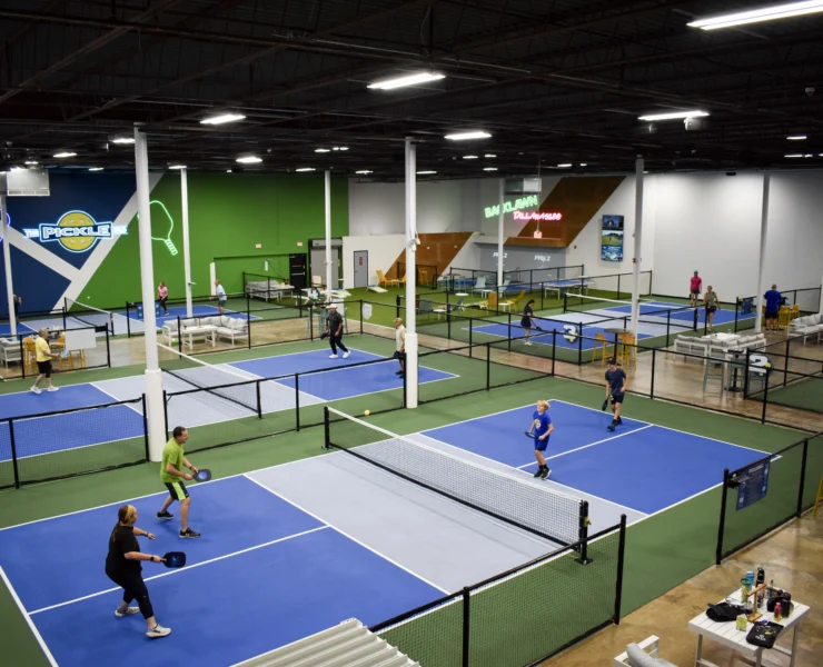 interior pickleball courts at The Pickle Pad