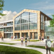 Exterior rendering of Moravian University's hub.