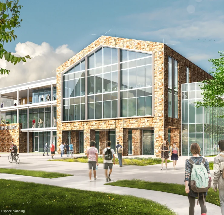 Exterior rendering of Moravian University's hub.