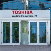 exterior of a Toshiba office entrance
