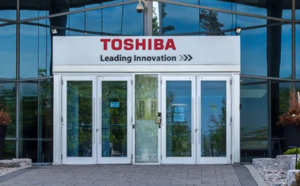 exterior of a Toshiba office entrance