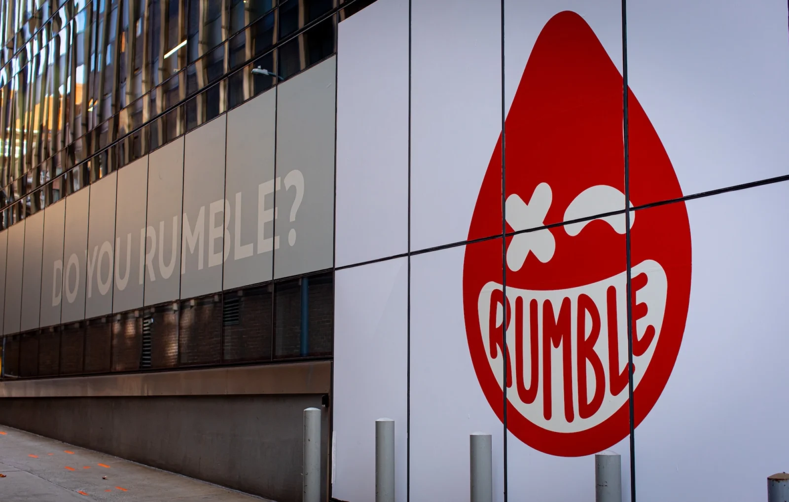 building painted with a Rumble Boxing logo