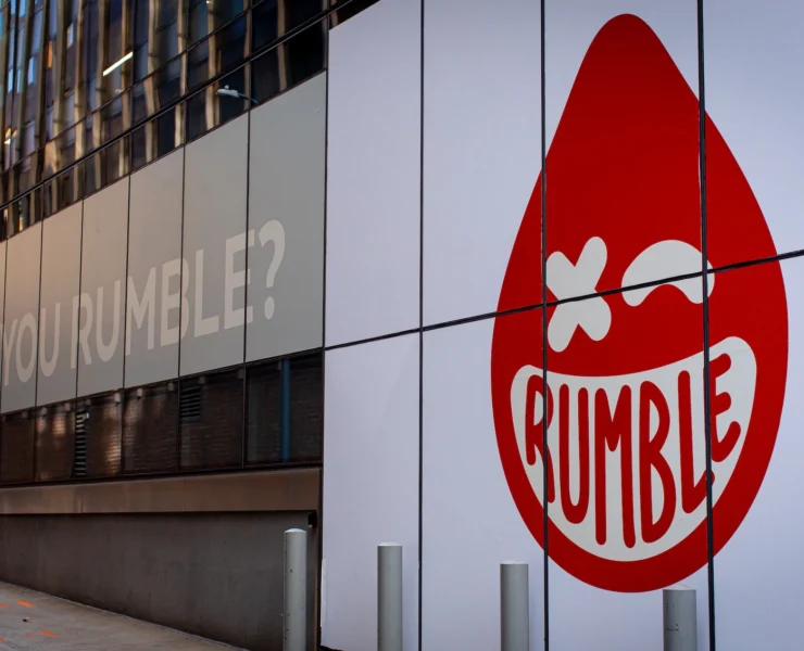 building painted with a Rumble Boxing logo