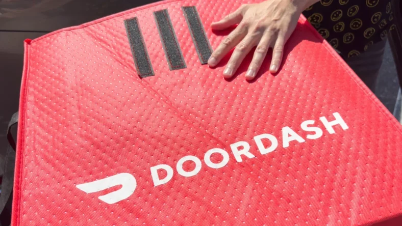 A DoorDash delivery bag.