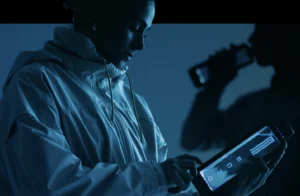 woman holds a water bottle