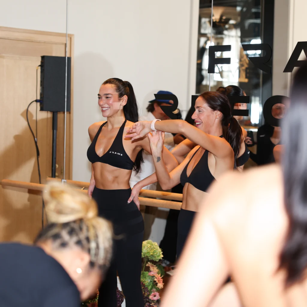 Dua Lipa at a Frame fitness event