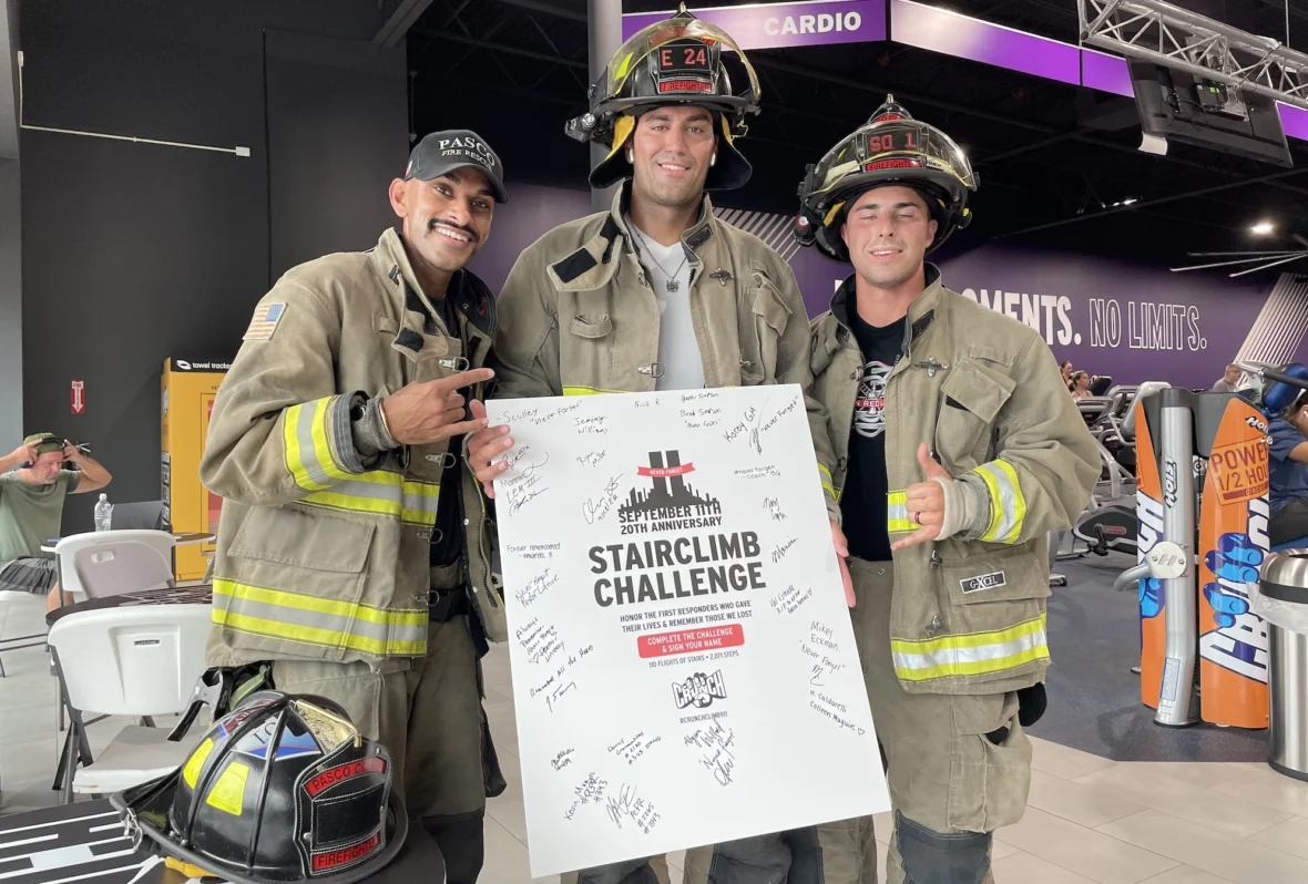firefighters at the CR Fitness Stair Climb event
