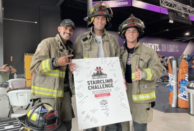 firefighters at the CR Fitness Stair Climb event