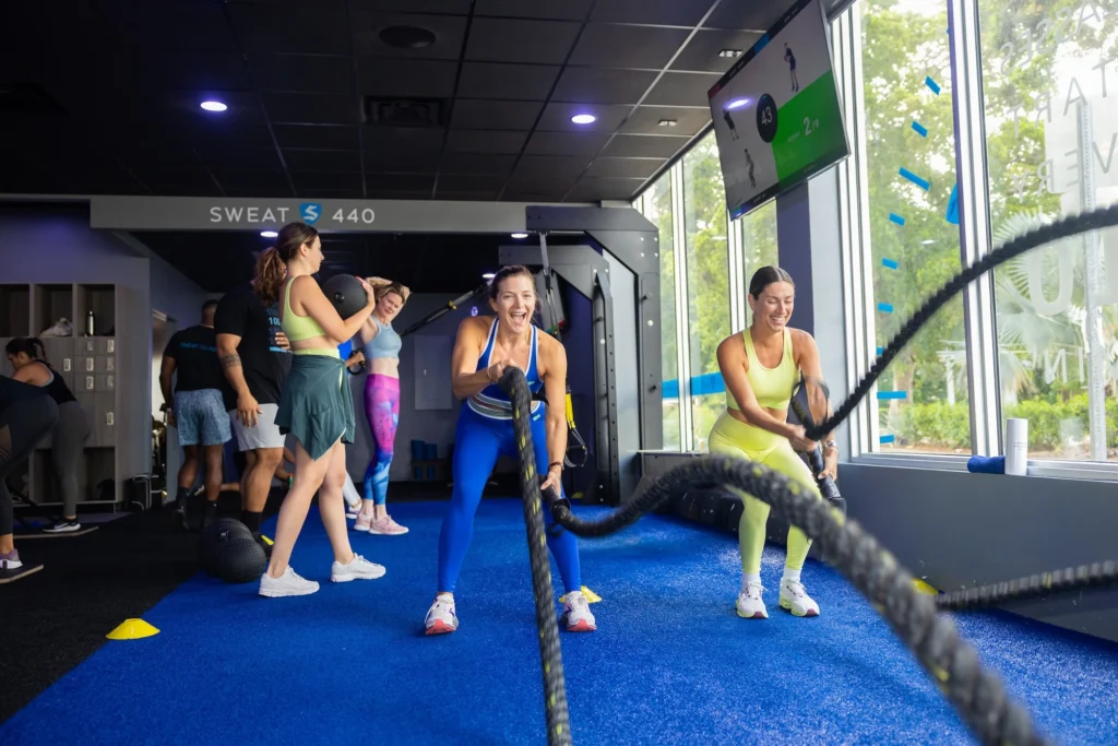 women work out inside a Sweat440