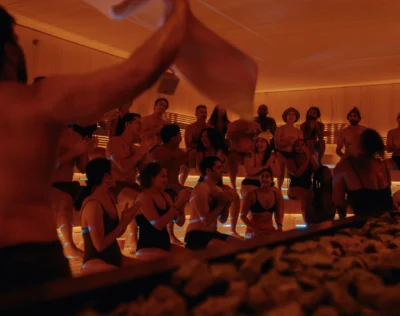 People inside an Othership sauna