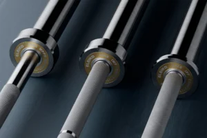 close up of three Eleiko barbells