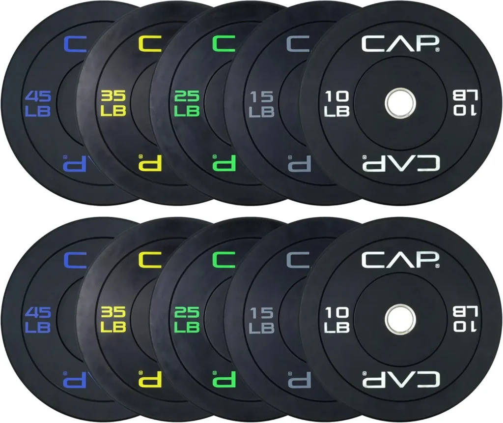 CAP Barbell 2" Olympic Bumper Plate Weight Set, 100-370 lbs.