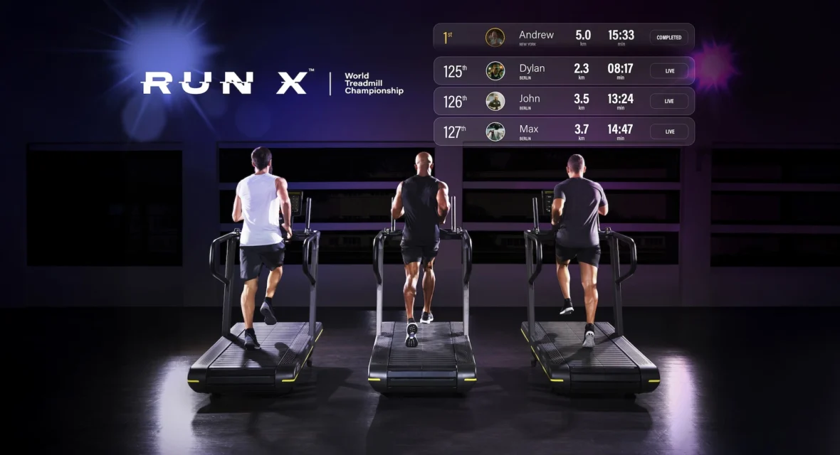 people run on Technogym treadmills with a Run X leaderboard