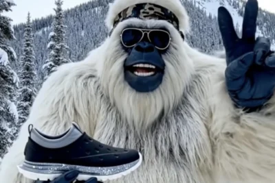 Yeti Boo holds a Kane shoe