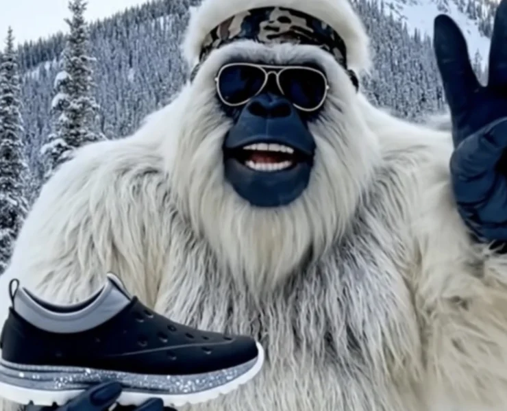 Yeti Boo holds a Kane shoe