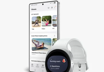 a smartphone and smartwatch display iFIT content