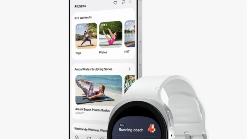a smartphone and smartwatch display iFIT content