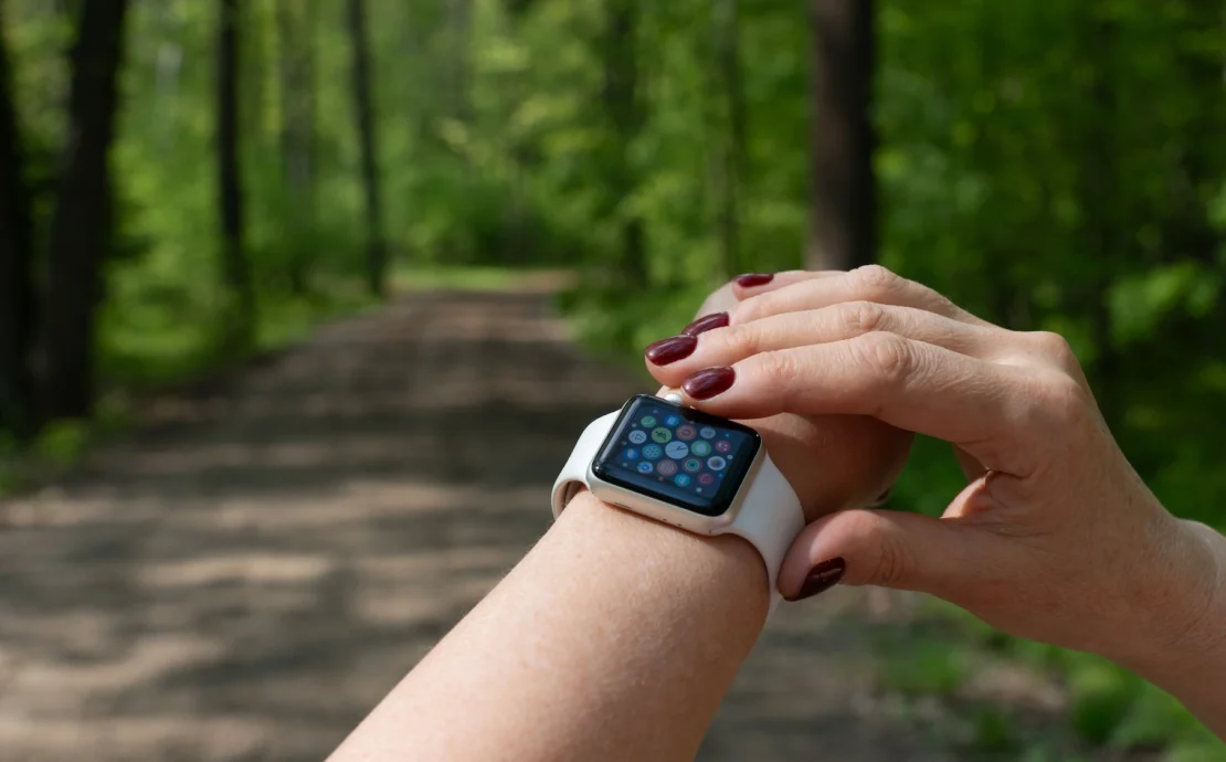 woman wears an Apple Watch