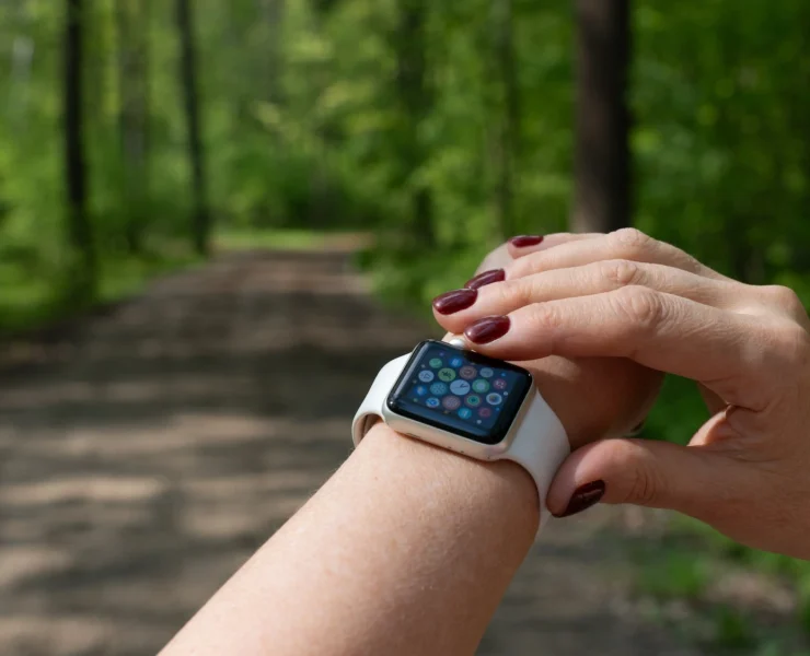 woman wears an Apple Watch