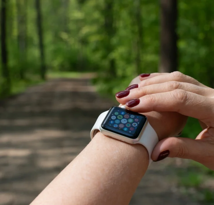 woman wears an Apple Watch