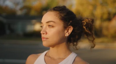 woman wears the Lumia 2 smart earings