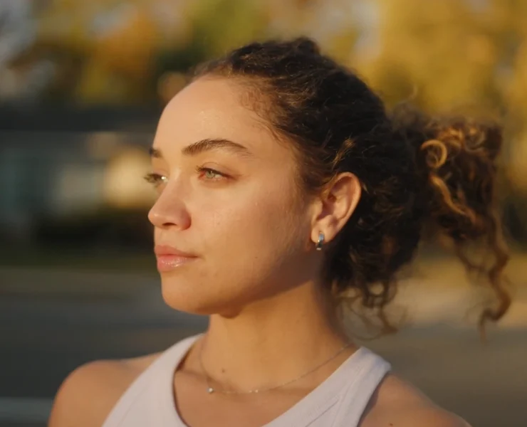 woman wears the Lumia 2 smart earings