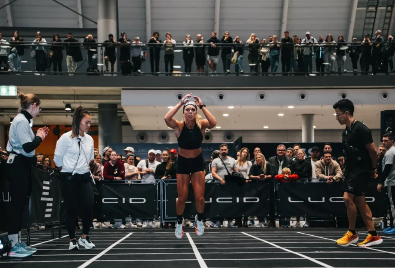 woman competes in a Hyrox race
