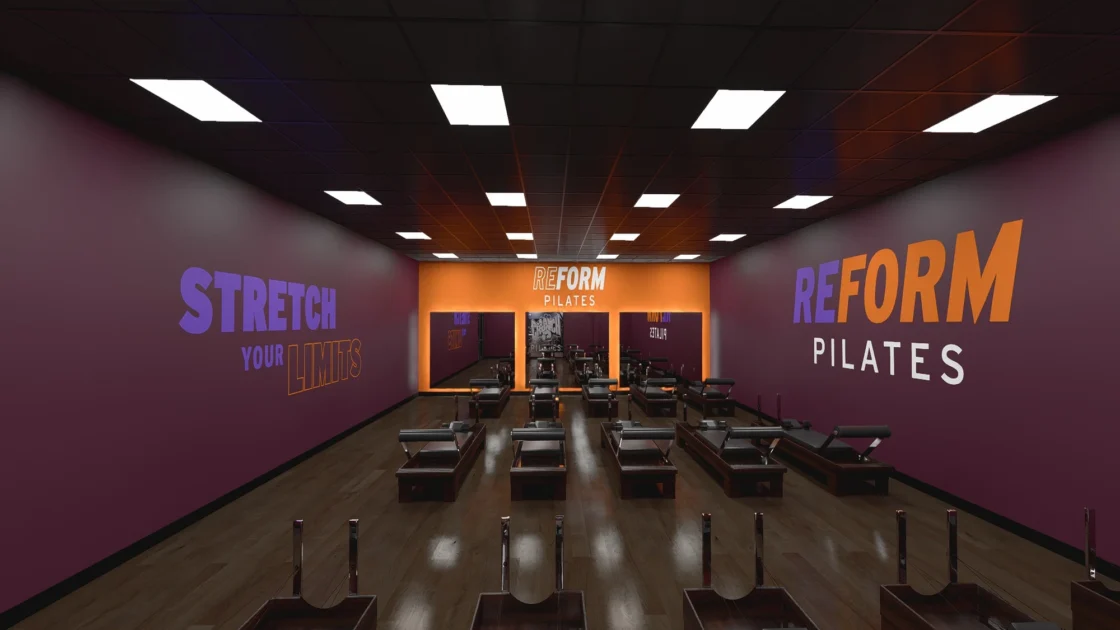 rendering of a Cruch Fitness Pilates studio