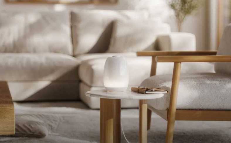 Ohm health lamp on a desk